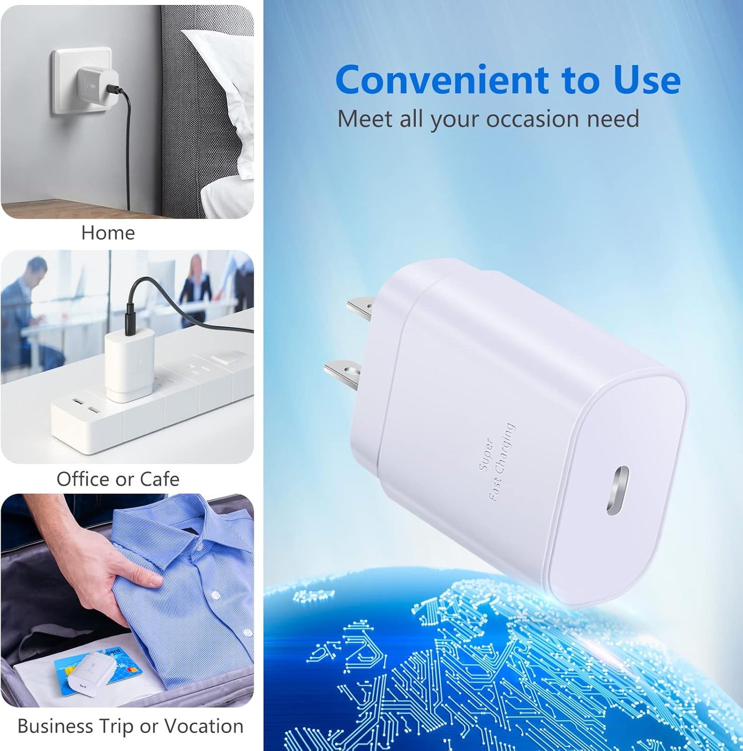 USB C Charger Block, 3 Pack 25W Super Fast Charger Type C Charging Block Compatible Iphone 15/14/13/12 Mini/11 Pro Max/Xs/Xr/Se/Ipad Pro, Samsung S25/S24/S23/S22 Ultra/S21 Plus/S20 Fe-White