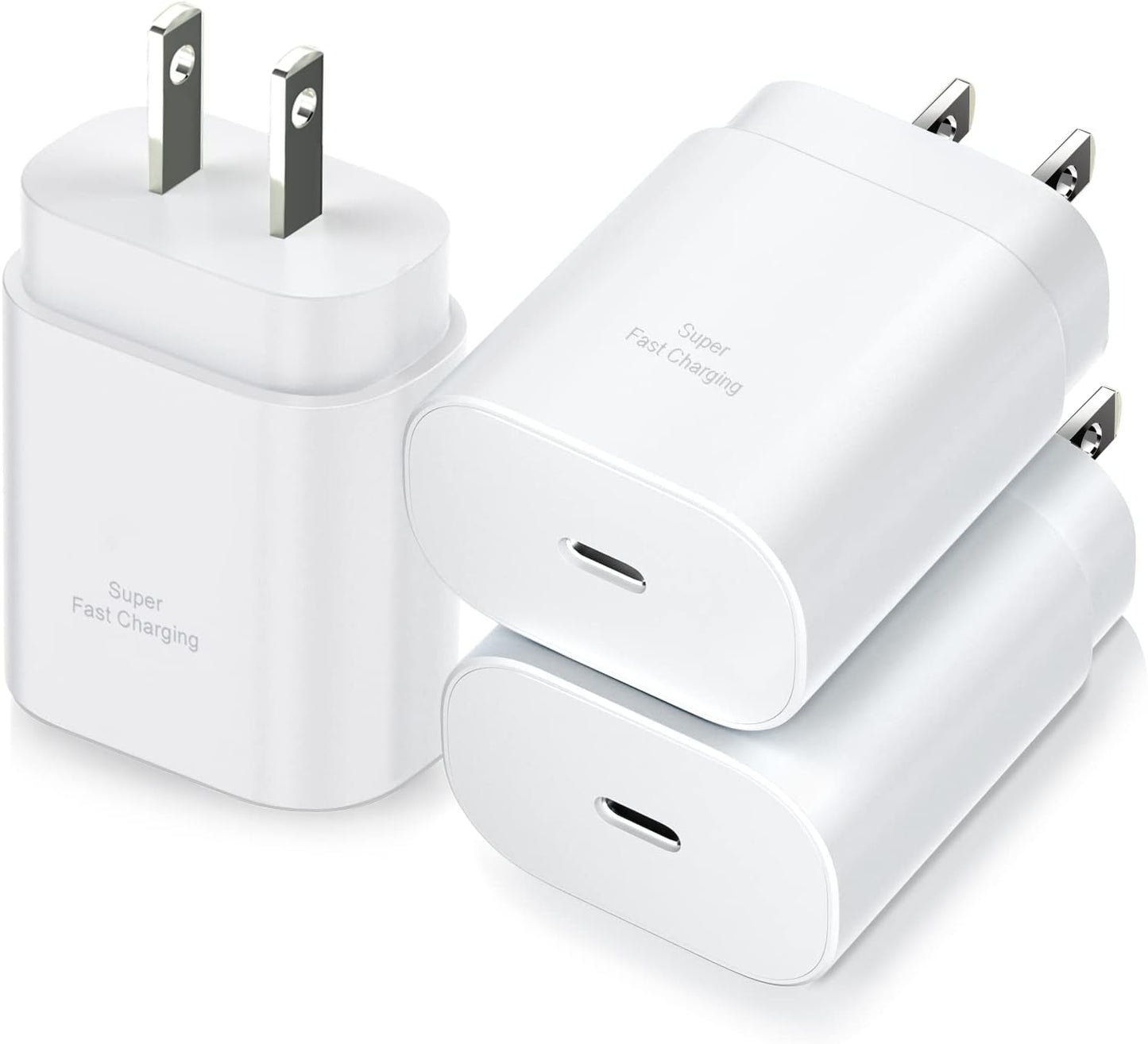 USB C Charger Block, 3 Pack 25W Super Fast Charger Type C Charging Block Compatible Iphone 15/14/13/12 Mini/11 Pro Max/Xs/Xr/Se/Ipad Pro, Samsung S25/S24/S23/S22 Ultra/S21 Plus/S20 Fe-White